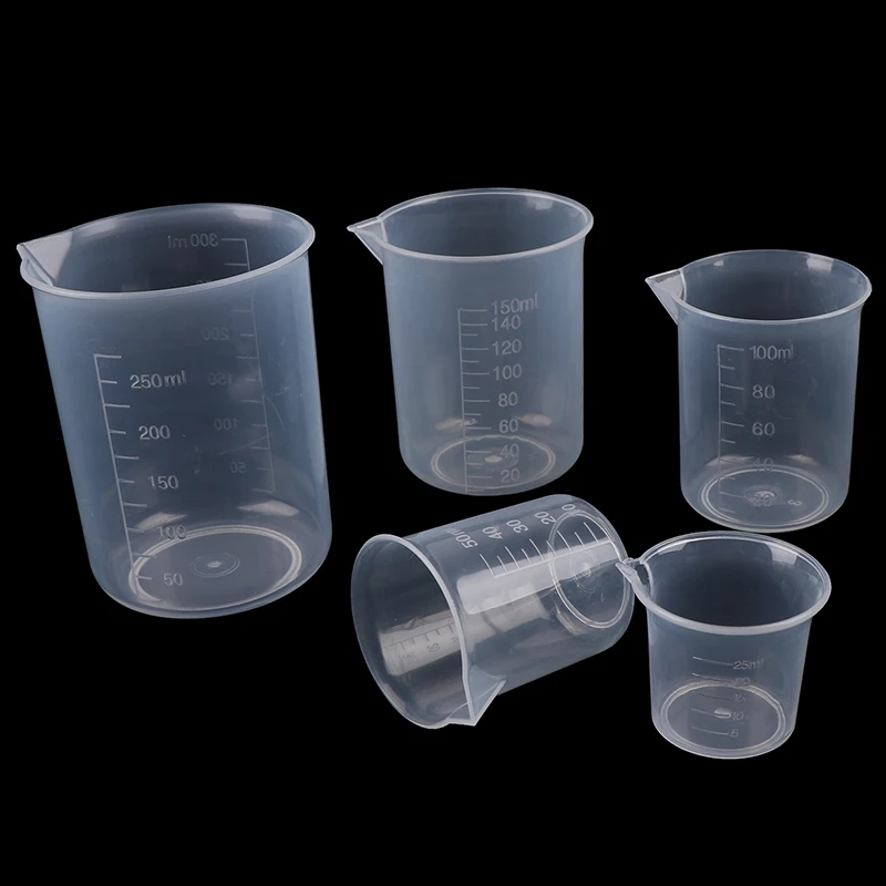 

250ml/150ml/100ml/50ml/25ml Transparent Kitchen Laboratory Plastic Volumetric Beaker Measuring Cup 2Pcs