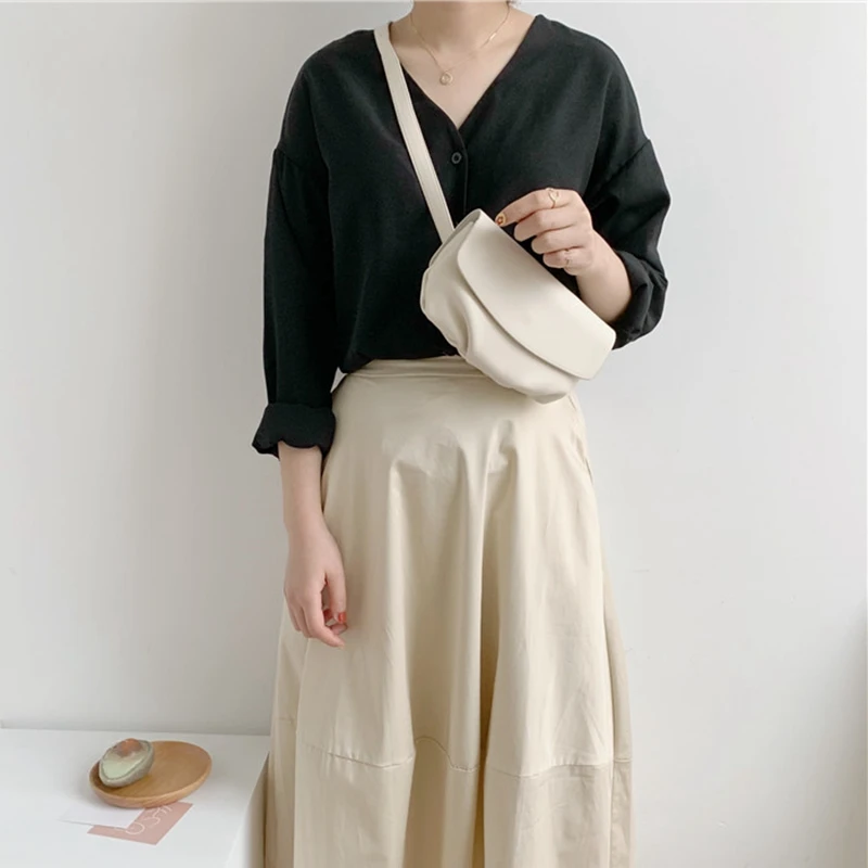 Small New Women Fashion Handbag Shoulder Bags Waist Purse PU Leather Simple Ladies Messenger Hobos Bag
