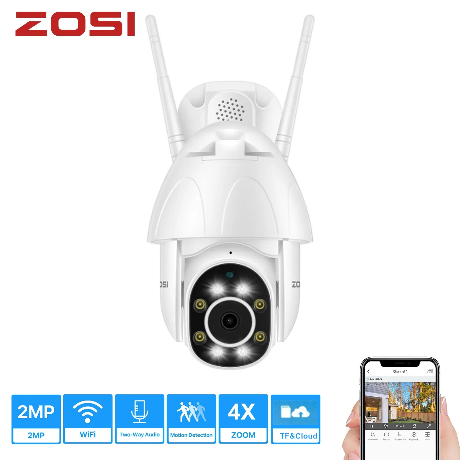 IP камера купольная ZOSI 1080P PTZ 2 Мп поворотная с цифровым зумом|Камеры