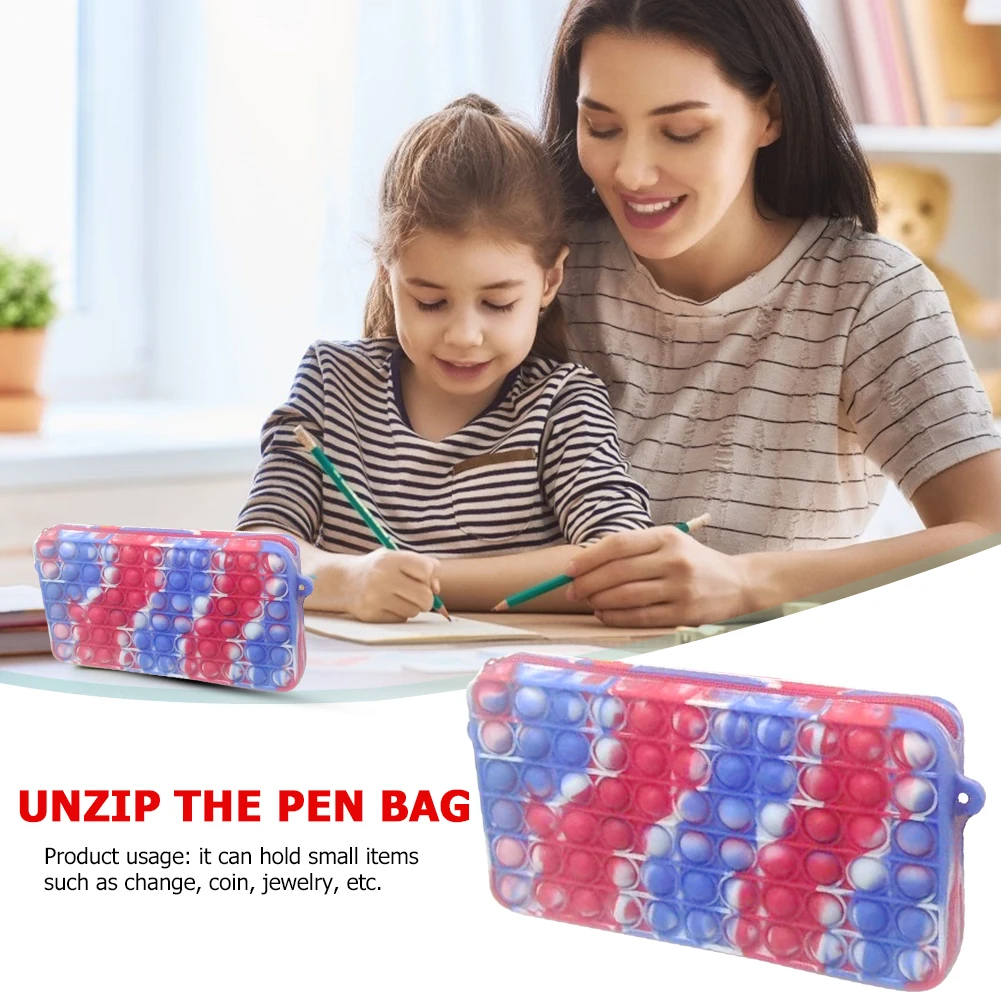 

Rectangle Pencil Case Silicone Pressing Bubble Fingertip Toys Anti-Stress Set Stress Reliever Squeeze Crafts Adults Children