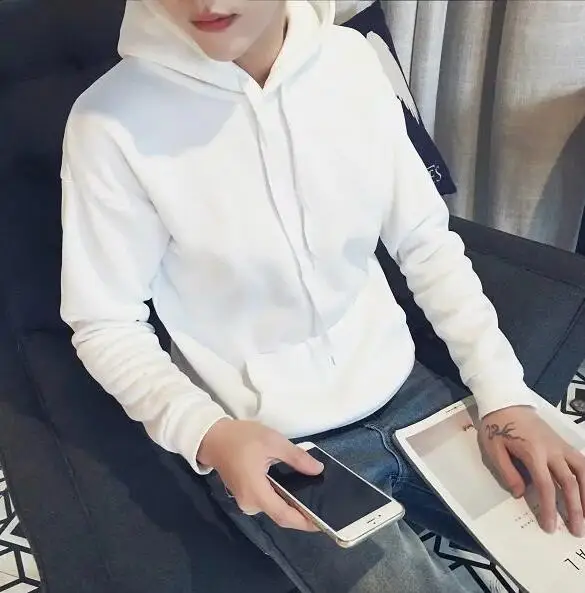 

New style men's solid colour hoodie sports casual Hedging tops