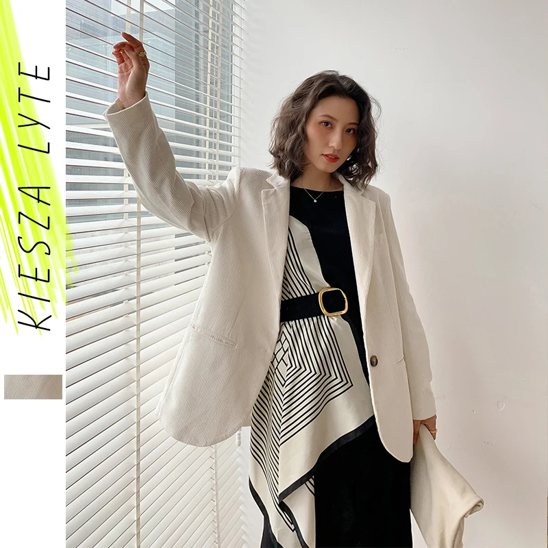 Женские блейзеры и куртки винтажный вельветовый однотонный белый костюм весна