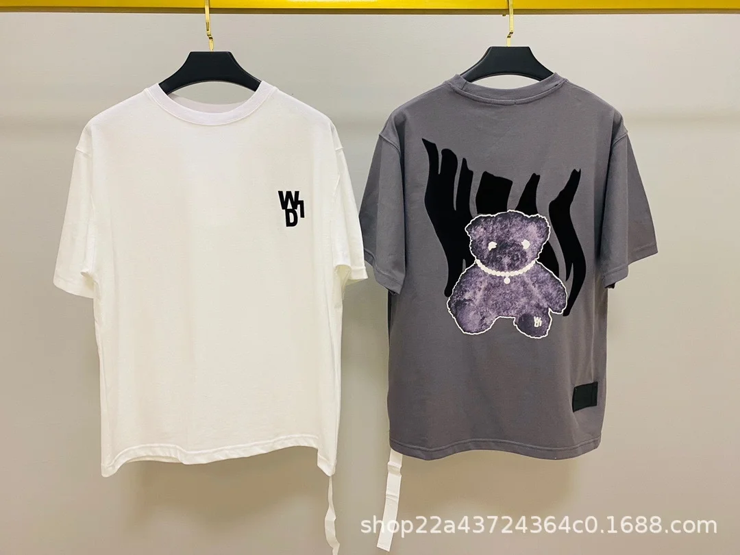 

Светящийся флуоресцентный медведь We11done 2022ss, женская футболка, хлопковые футболки большого размера, летняя одежда для женщин/мужчин