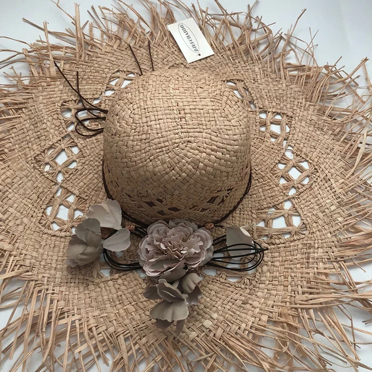 ZJBECHAHMU модная новая однотонная Цветочная винтажная соломенная шляпа от солнца