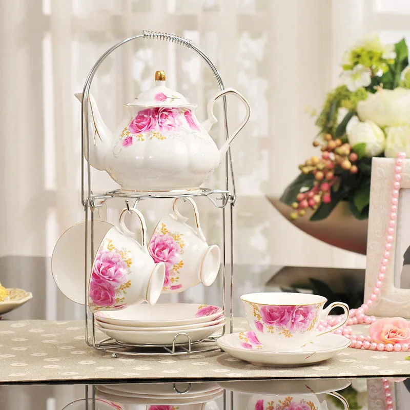 

Korean flower tea set 9 European coffee set cup delivery stand European coffee cup set ceramics