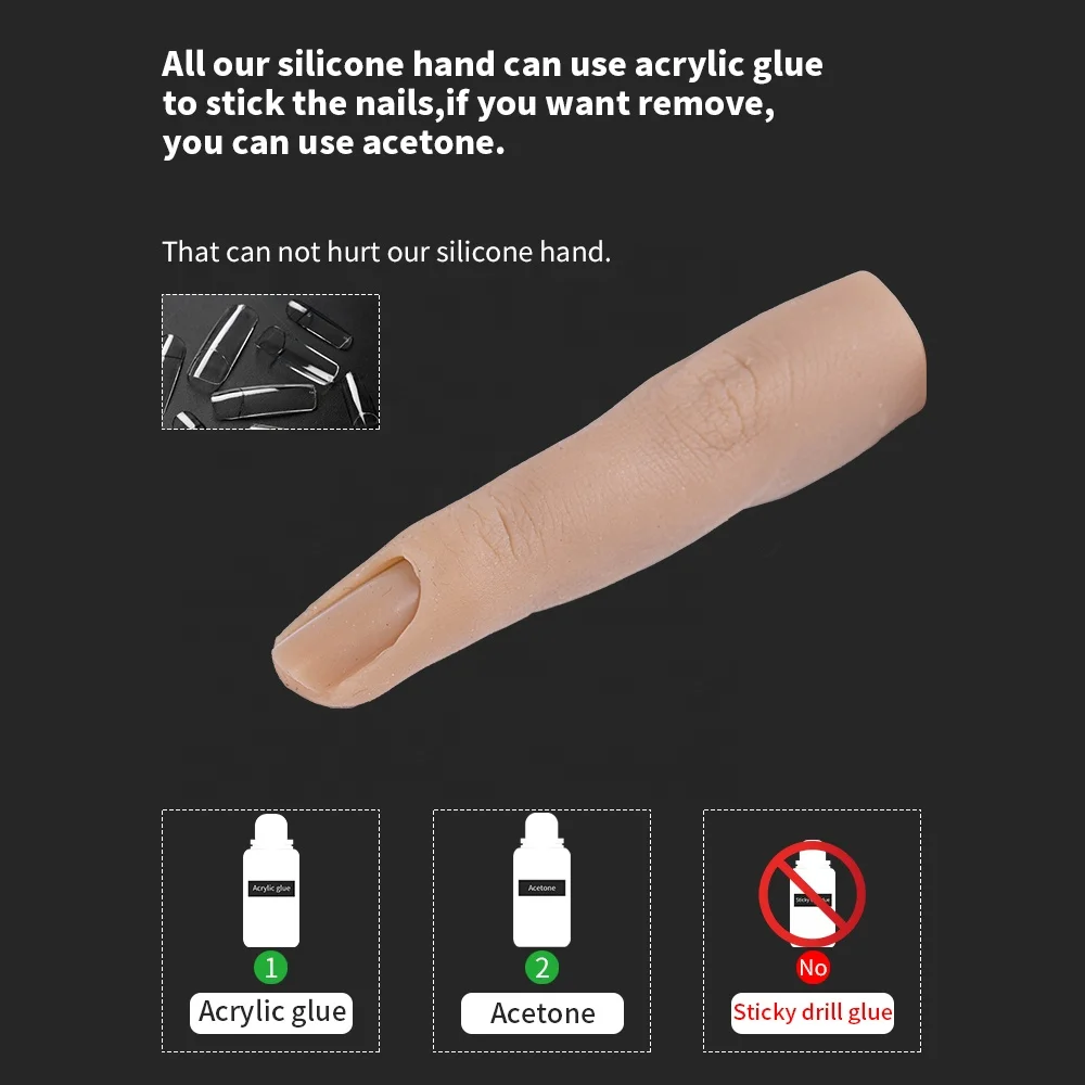 

1pcs Silicone Flexible Finger Nail Practice Model For Nails Manicurist Adjustable Training Tool practice hand for acrylic nails