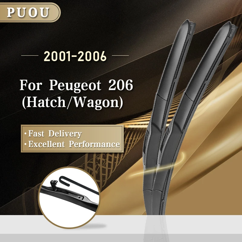 Гибридная Щетка стеклоочистителя PUOU для Peugeot 206 хэтчбек/SW/CC подходит крючков с