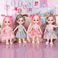 16cm movable jointed dolls toys 3d big eyes long hair bjd makeup doll fashion birthday gift dolls for girls