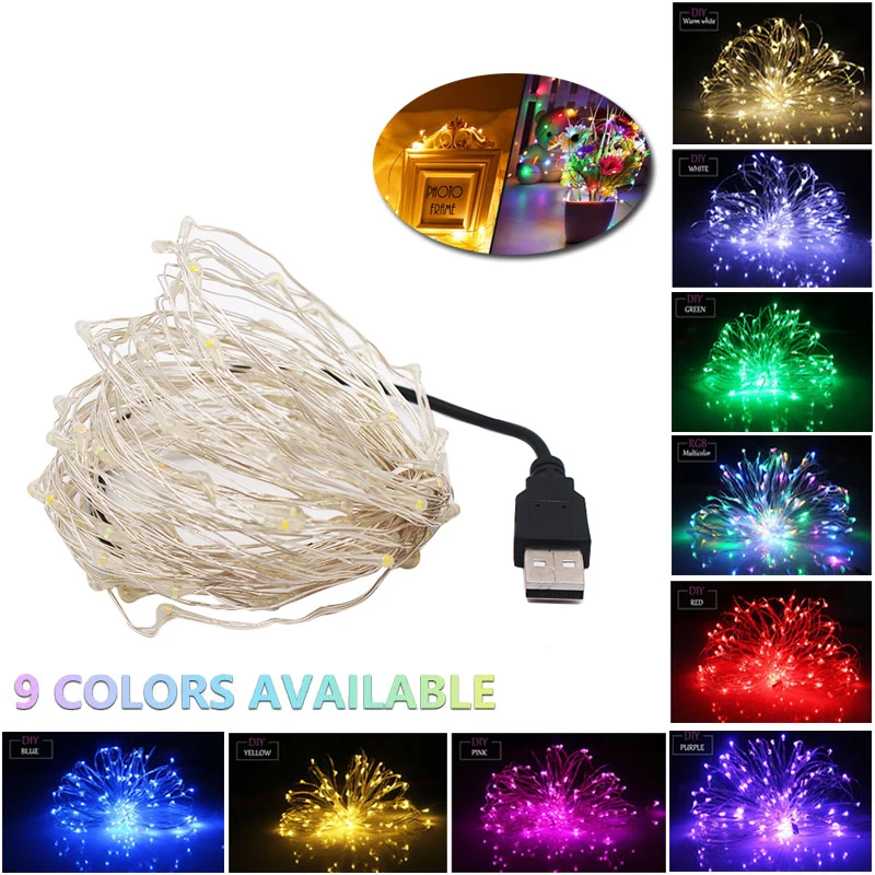 

2/5/10M USB Led String Lights Bulb Outdoor Waterproof Garlands Festoon Led Fairy Decorations For New Year Christmas Tree Lights