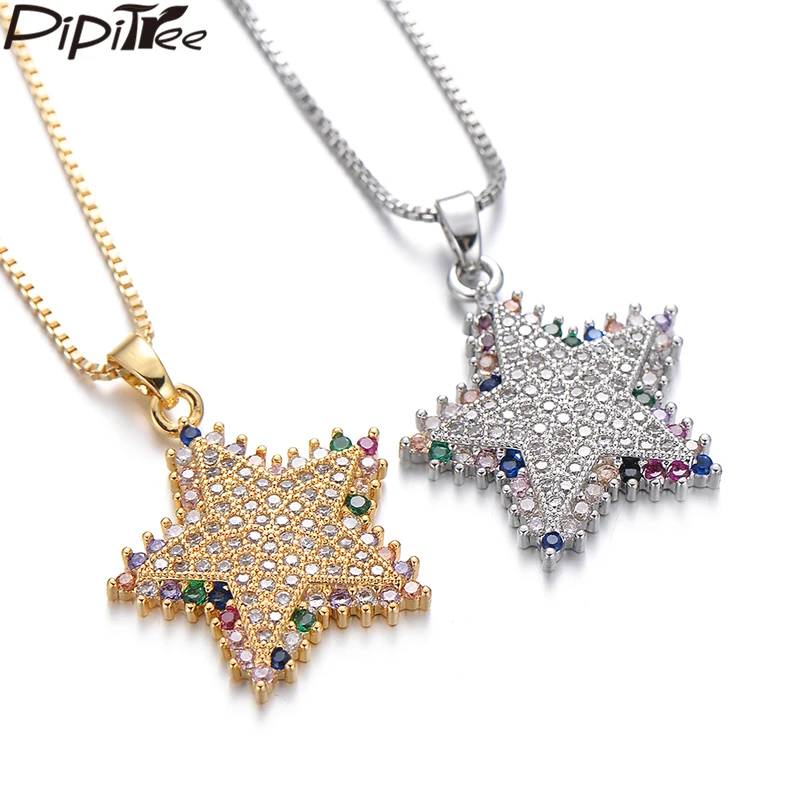 Роскошное ожерелье Pipitree со звездой из Кубического циркония женское меди с
