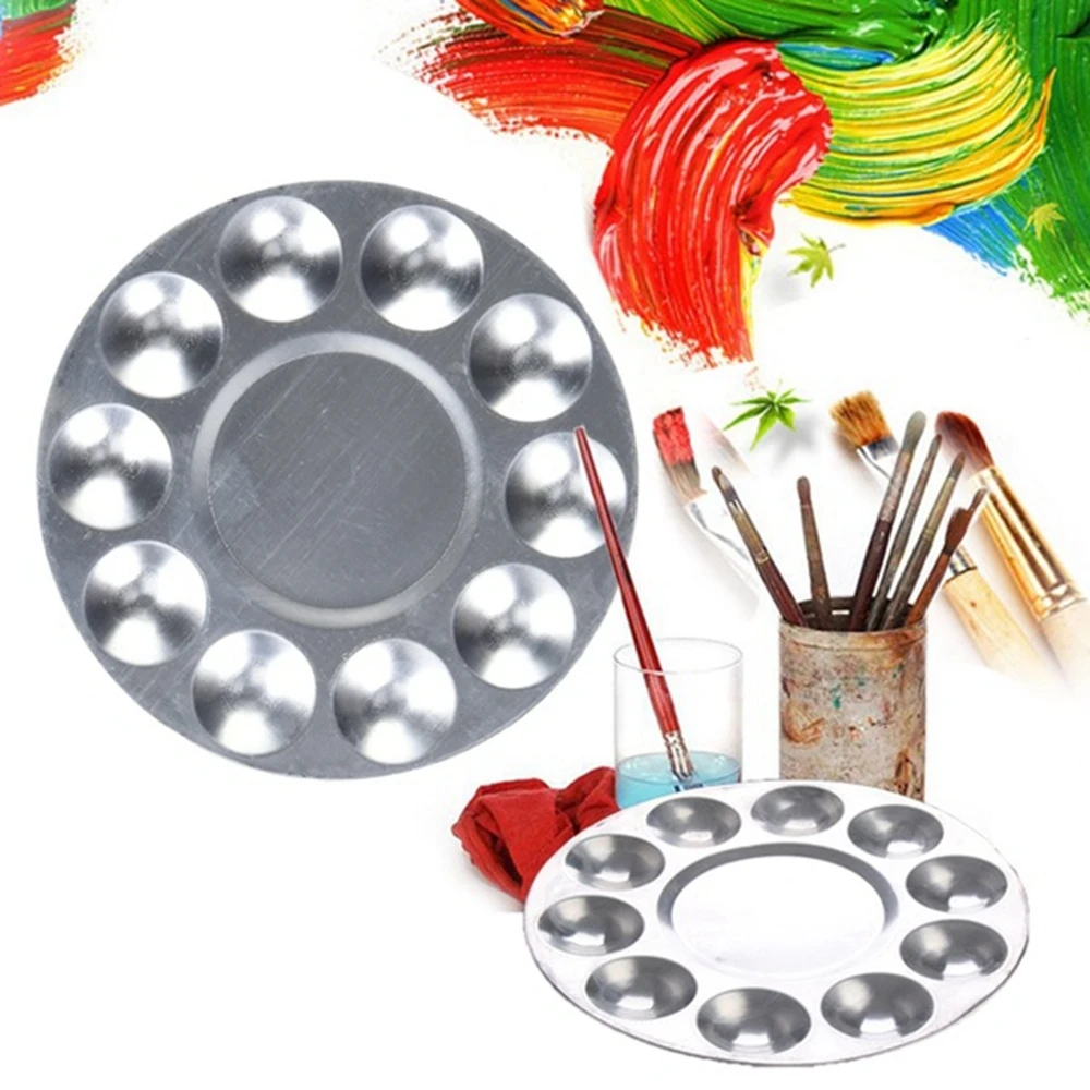 

Artist Round Paint Palette Tray Metal Artist Watercolours Paint Mixing Palette Tray