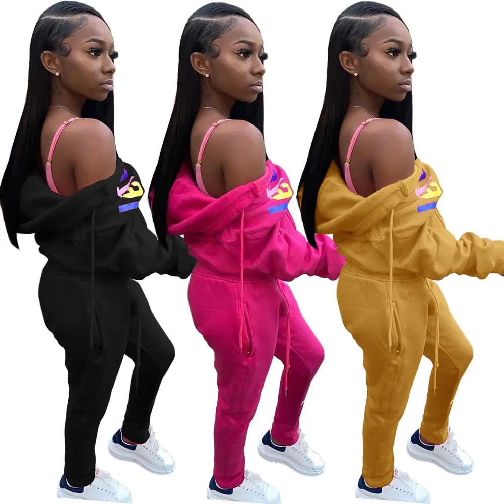 

Women Colorful Letter Printed Zipper Long Sleeve Coats Jacket And Stacked Legging Sweatpants K-Pop Style 2 Piece Winter Set