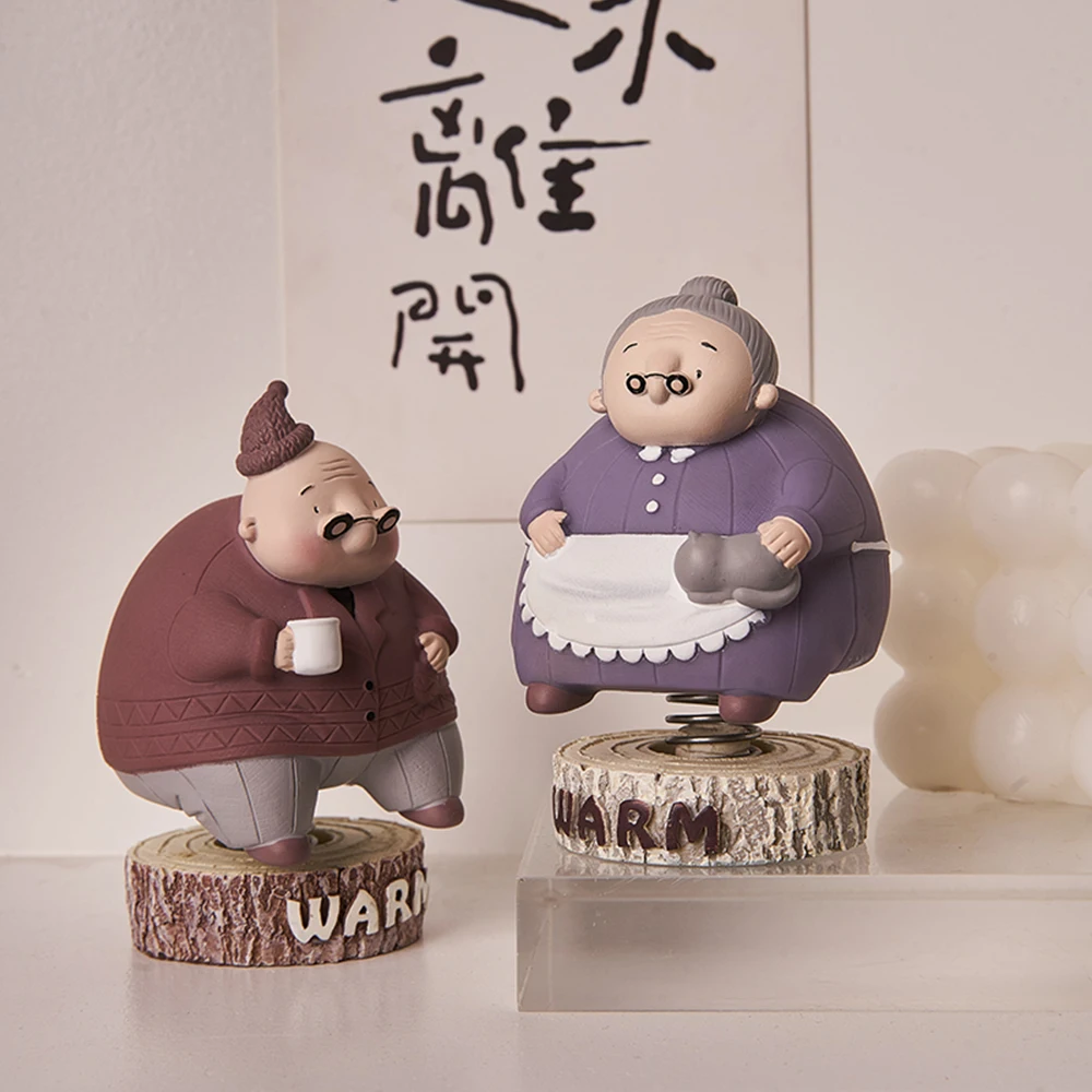 

Cute The Elderly Couple Figurine Birthday Wedding Home Living Room Resin Decoration Figurines with Spring Gift for Grandparents