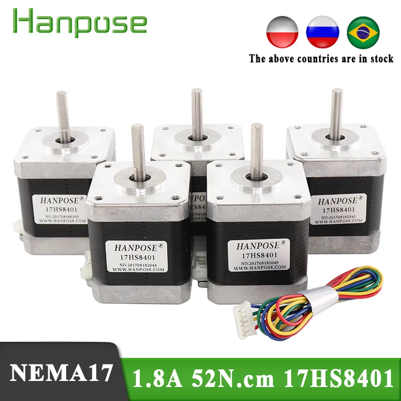 Бесплатная доставка 5 шт. шаговый электродвигатель Nema17 4 lead 48 мм 78Oz in 1.8A 42bygh 17HS8401