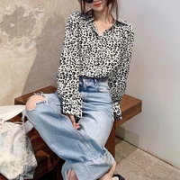 leopard shirt womens port flavor early spring autumn shirt 2021 french design long sleeve upper garment rac