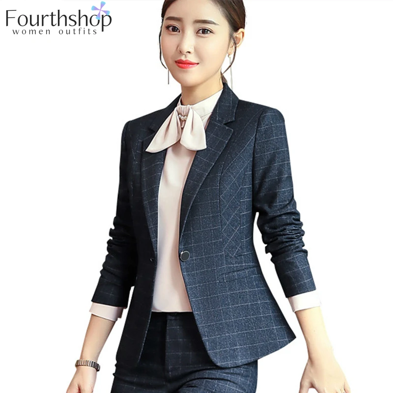 Костюм брючный женский в клетку модный офисный деловой костюм из 2 предметов с