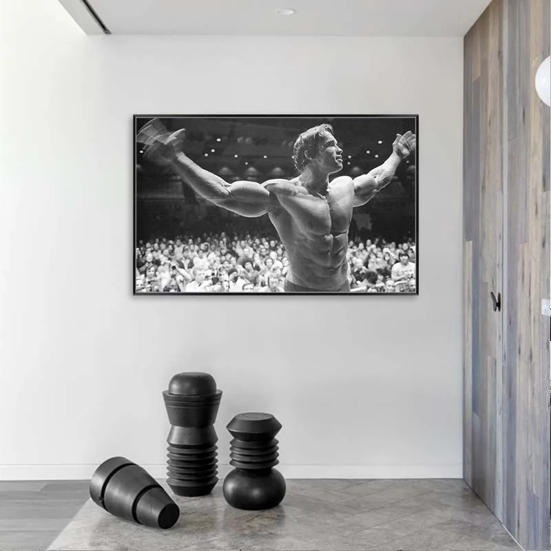 Schwarzenegger Bodybuilding Wall Art Poster Sport Fitness Motivational Canvas Painting Black White Vintage for Home Decor | Дом и сад