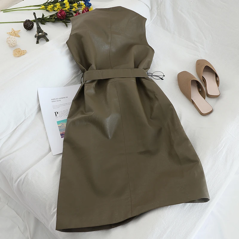 Gagarich женские жилеты без рукавов средней длины с поясом на талии женский