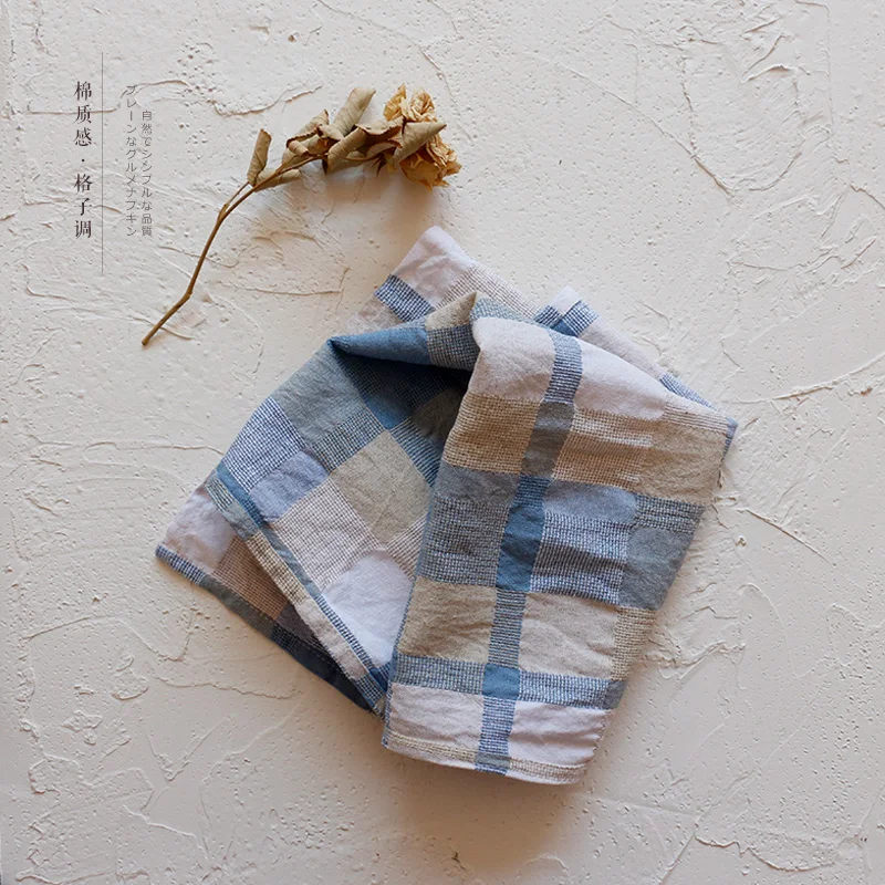 Чайное полотенце цветная клетчатая салфетка из хлопка и льна 60x40 см|Столовые