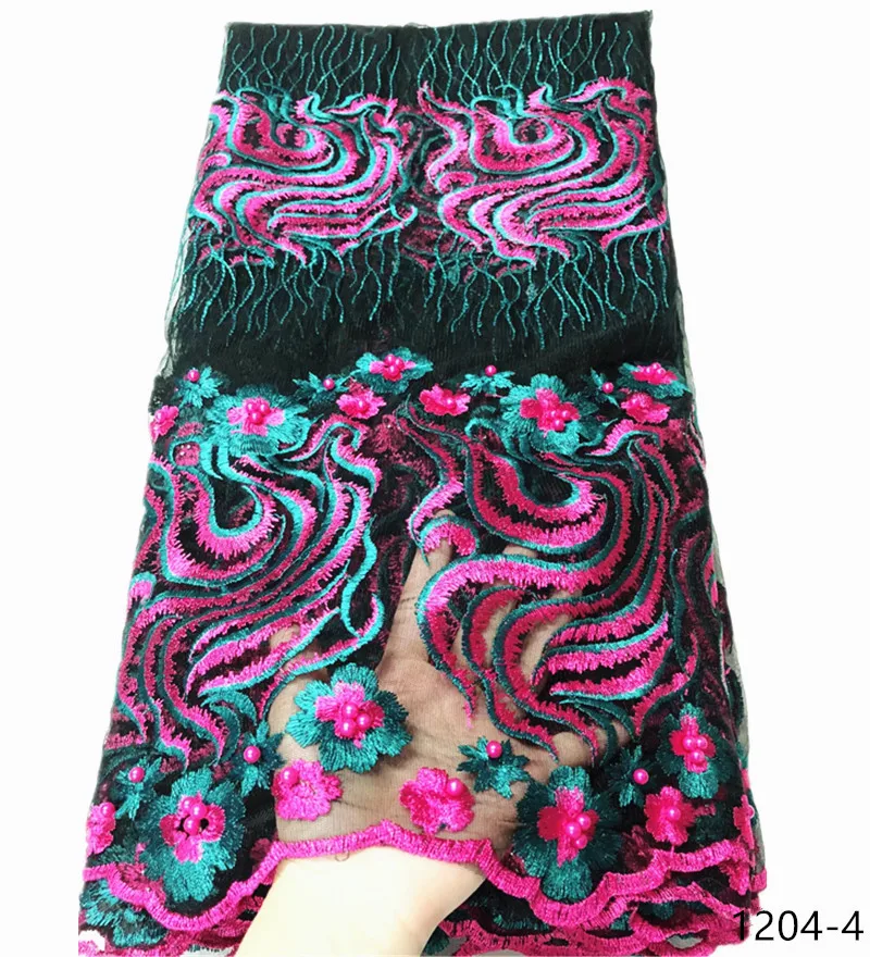 

French Tulle Lace Fabric African Lace Fabric 2020 High Quality Lace with Bead Embroidery Nigerian Lace Fabric for Dress 1204