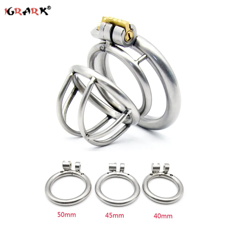 Супер маленький стальной Мужской пенис Пояс верности Устройство с 3 размерами