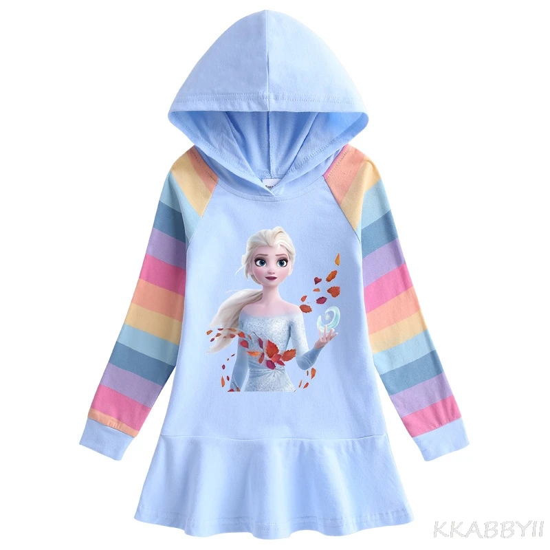 Детское хлопковое платье с капюшоном и длинным рукавом плиссированным подолом |