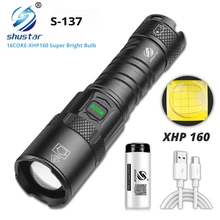 16 CORE XHP160 Super Bright LED Flashlight Waterproof Torch Wear-resistant and Drop-proof 5 Lighting Modes Zoomable Rechargeable