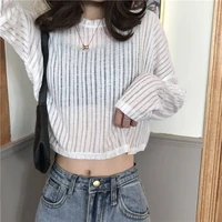 summer long sleeve korean fashion casual tshirts women thin slim tee shirt femme clothing solid all match camisetas de mujer