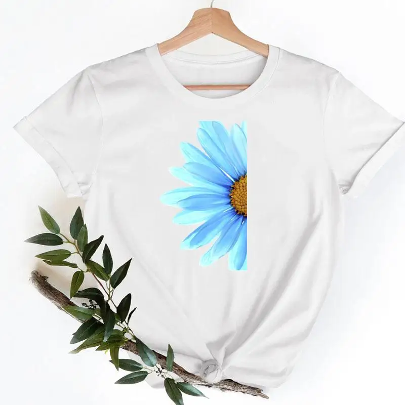

Tee Shirt T Women Watercolor Flower Spring Summer Short Sleeve Casual Fashion Tshirt Top Female Lady Clothes Graphic T-shirts
