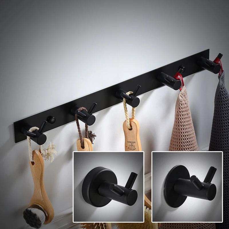 Черные крючки для полотенец из нержавеющей стали настенные халатов крючок