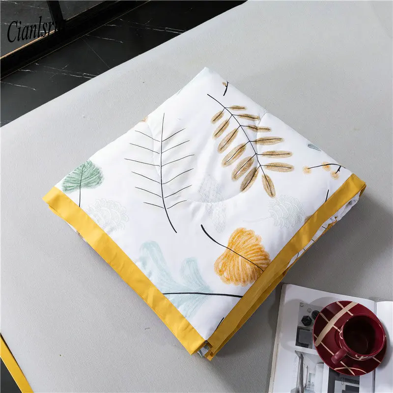 

Cianlsria Hot Sale Leaf Print Pastoral 4 PCE Bedding Sets White Bed Sheet Pillowcase 200cm*230cm Quilt Cover Set