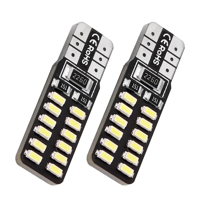 

2Pcs T10 LED W5W 194 168 Car Interior Clearance light 3014 24 LED Reading Light lisence Plate Side Wedge Light DC 12V