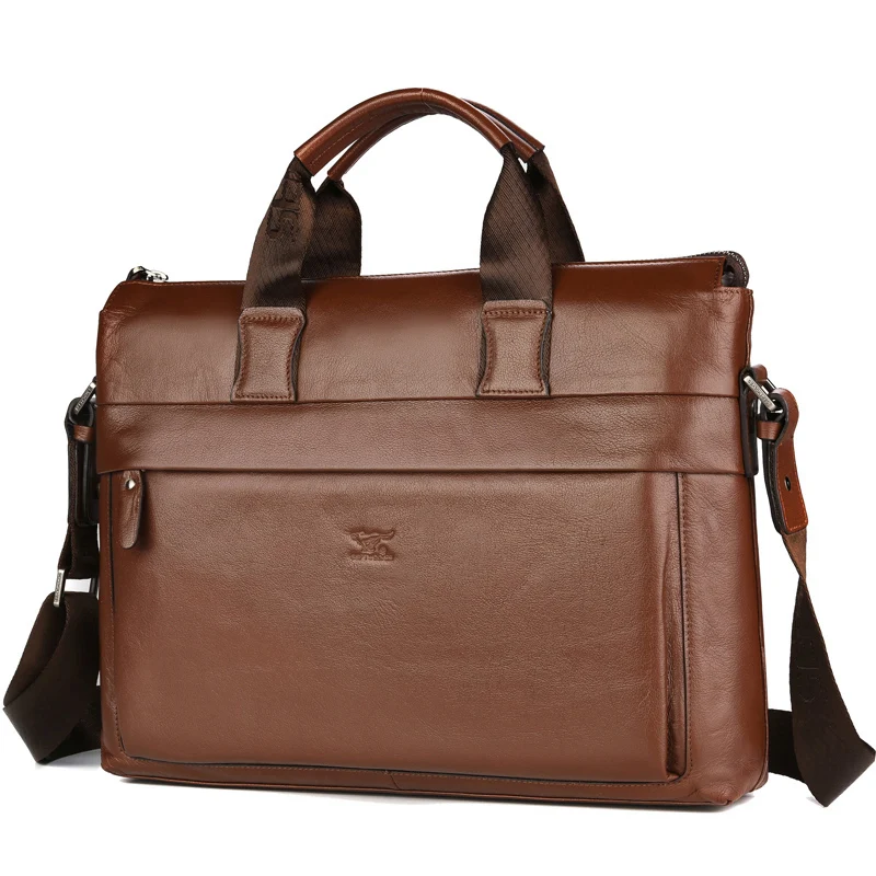 Men's Bag Business First Layer Cowhide Leather Single-Shoulder Bag Crossbody Men's Soft Leather Handbag Briefcase Backpack
