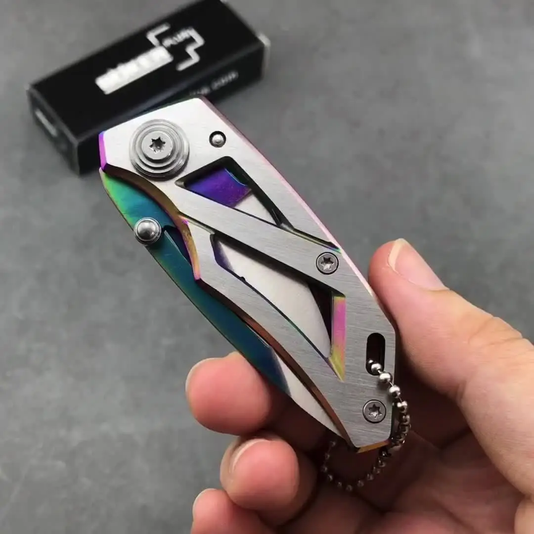 

New Portable Folding Knife, 440C Blade Stainless Steel Handle, Laser Treatment, EDC Tool Key Knife, Pocket Knifes Fishing Knife