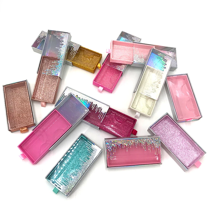 

FDshine Wholesale Customized Logo Drawer Type Color Eyelash Packaging Box Mink Eyelash Makeup Box