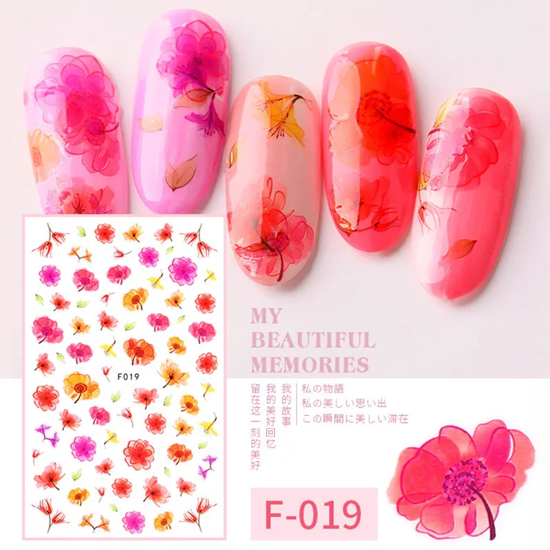 

FlorVida 1pc High Quality Nail Art Flower Stickers Ultra-thin Self-sticking Decals Tips Sliders for Nails Manicure Decorations