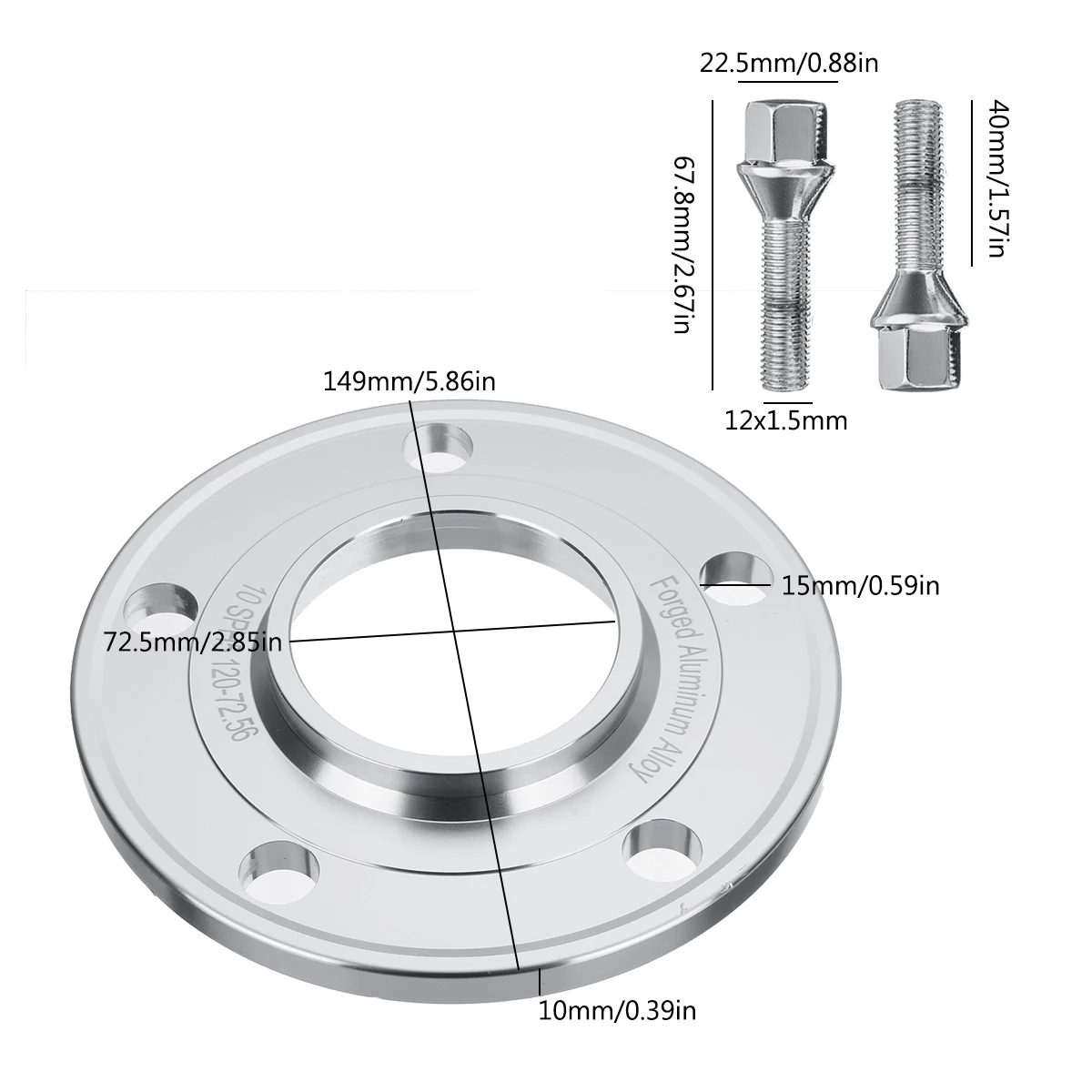 

10mm Wheel Spacer Adapter PCD 5x120mm CB 72.56mm For BMW 1 3 5 6 7 8 Series E82 E88 E30 E36 E46 E28 E34 E90 E91 E92 E93 E60