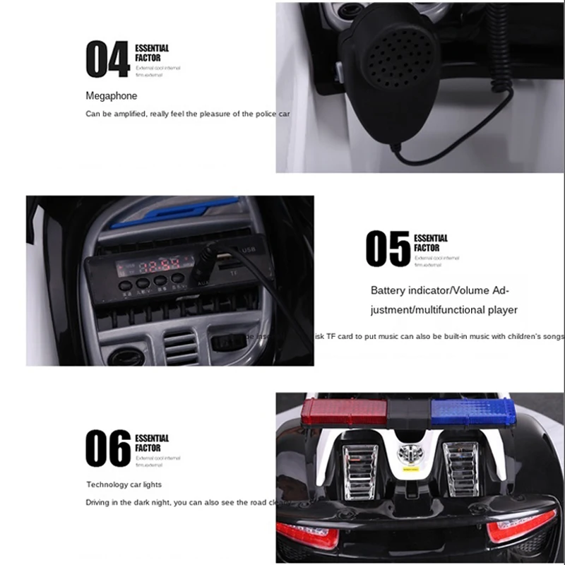 

Children's Electric Car Four-wheel Drive 3-6 Years Kids Riding Toy with Megaphone Led Light Music Big Tire Remote Control Car