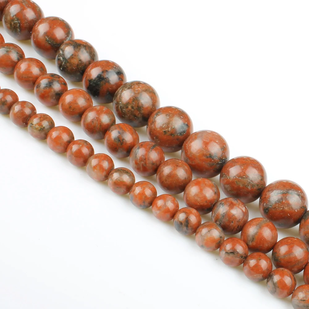 Круглые бусины из натурального камня Красного кунжута для мужчин и женщин