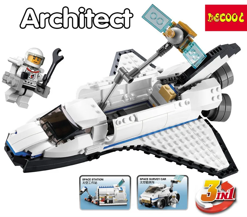 

Three-in-one space shuttle space survey vehicle 6-14 years old assembled toy building blocks