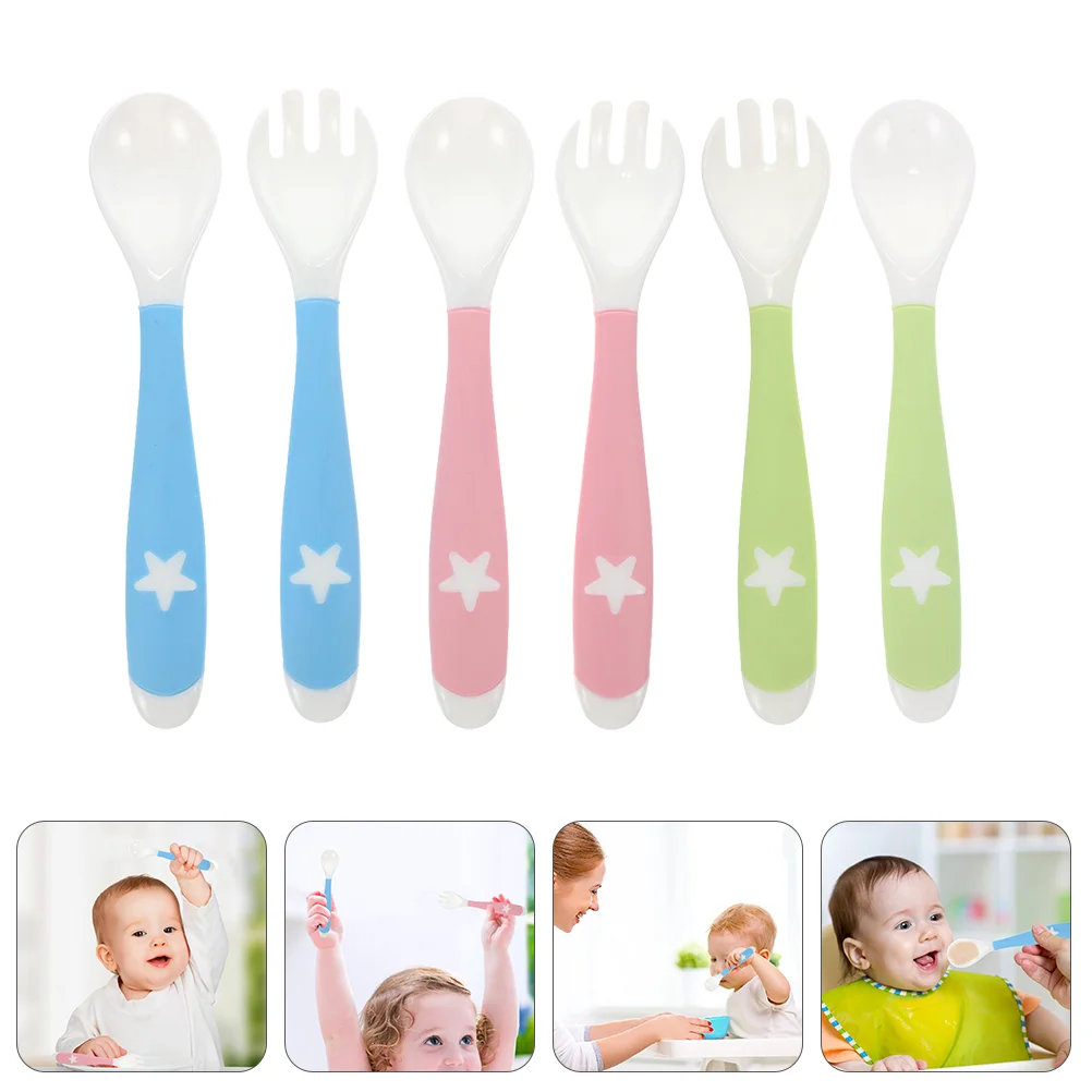 

1 Set Baby Meal Utensils Baby Training Spoon Fork Bendable Infant Spoons Forks