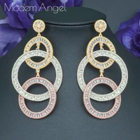 moontree 76mm tassel chunky link earrings for women 2020 fashion geometric round earrings zircon cross earring jewelry