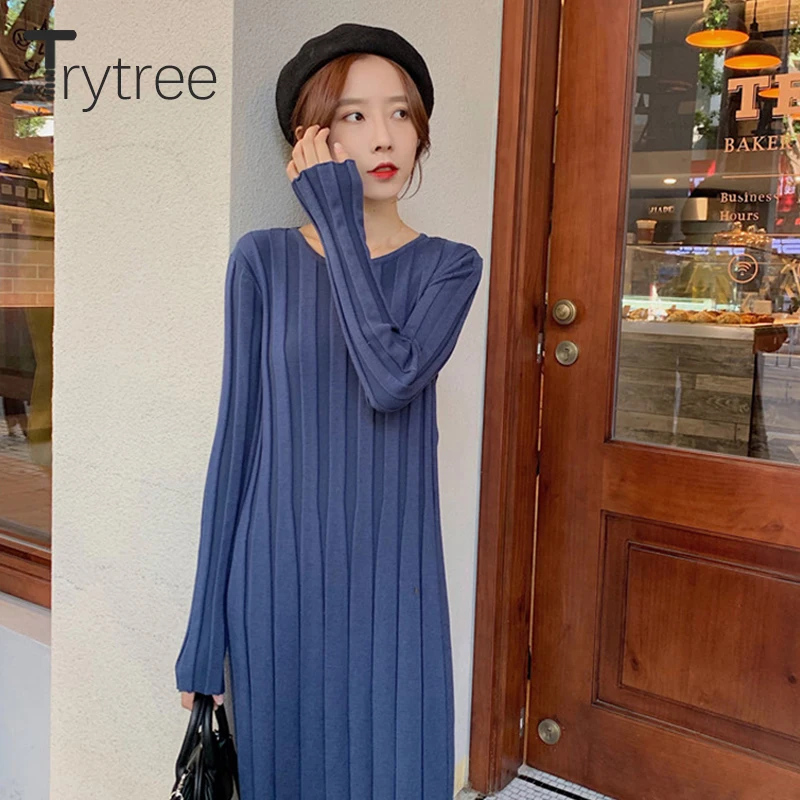 Trytree 2020 осенне-зимний комплект из двух предметов повседневное однотонное вязаное