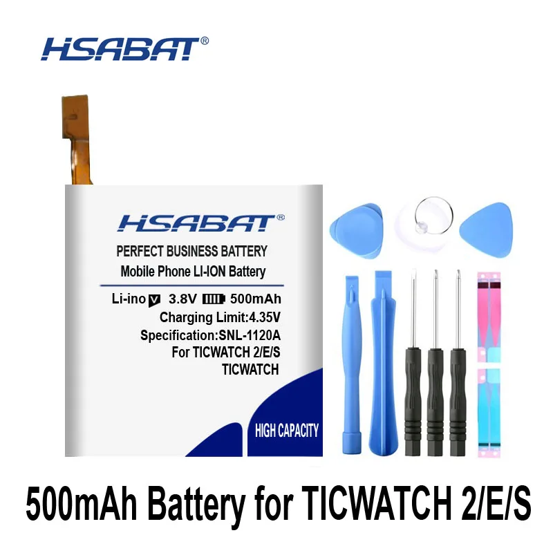 500 мАч HSABAT батарея для TICWATCH 2 2nd Gen для TICWATCH E для TICWATCH S батареи