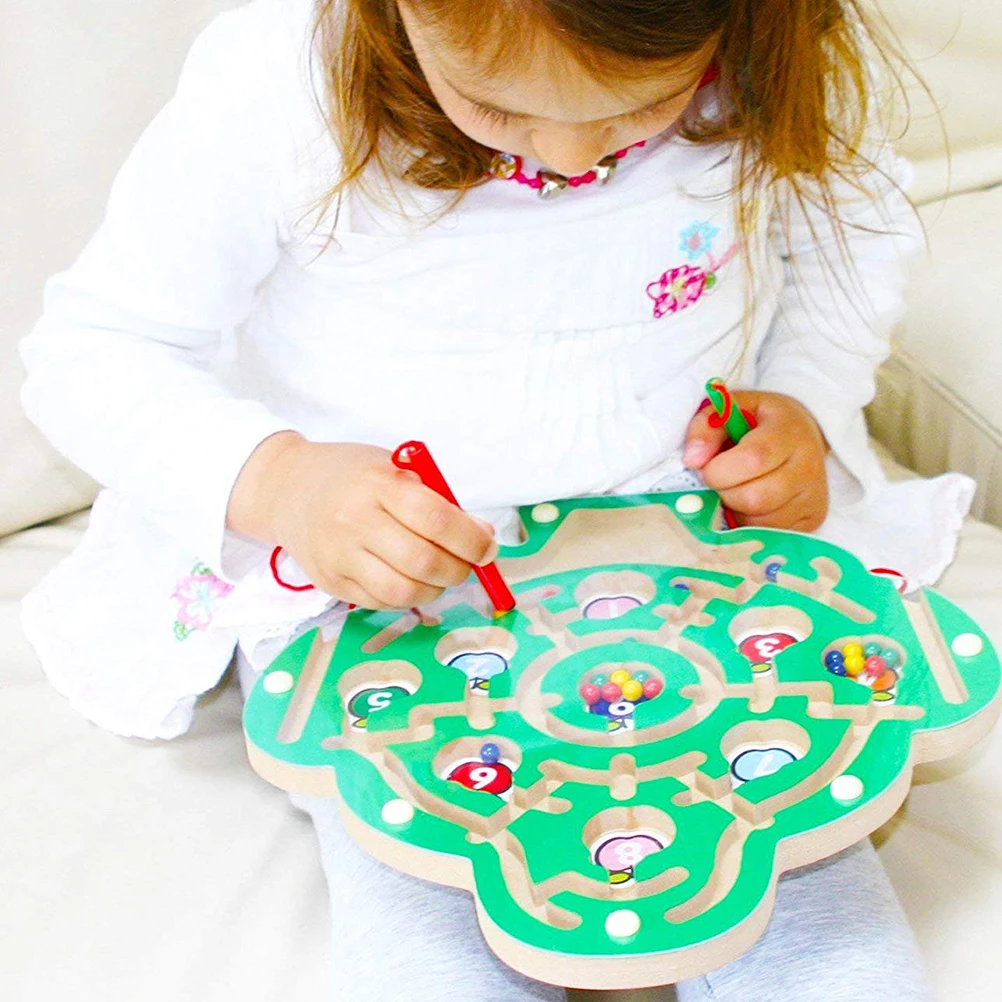 

Wooden Apple Tree Maze Puzzles Toy With 2 Magnetic Pen Children'S Maze Toy Set Maze Baby Early Learning Educational Toy