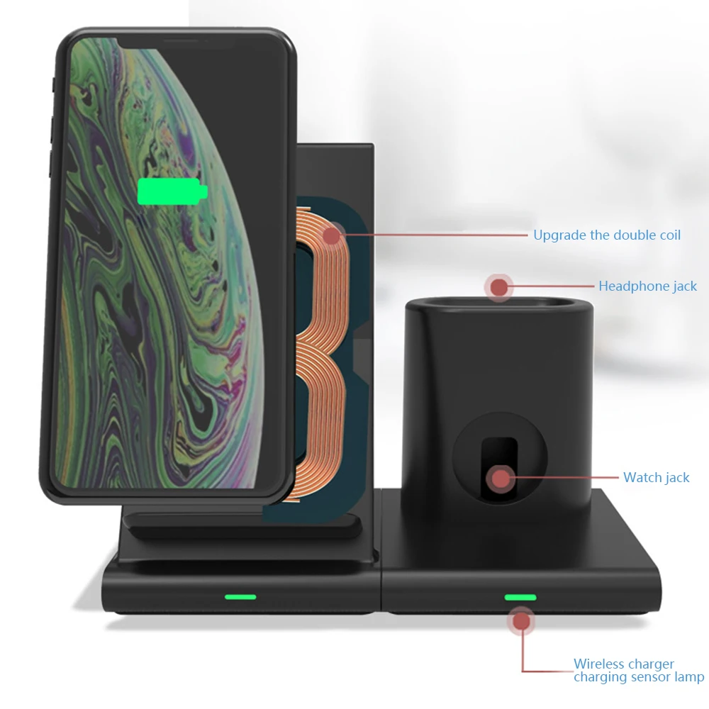 3 в 1 Qi Беспроводная Быстрая Зарядка Док-станция для Apple iPhone Watch Airpods | Электроника