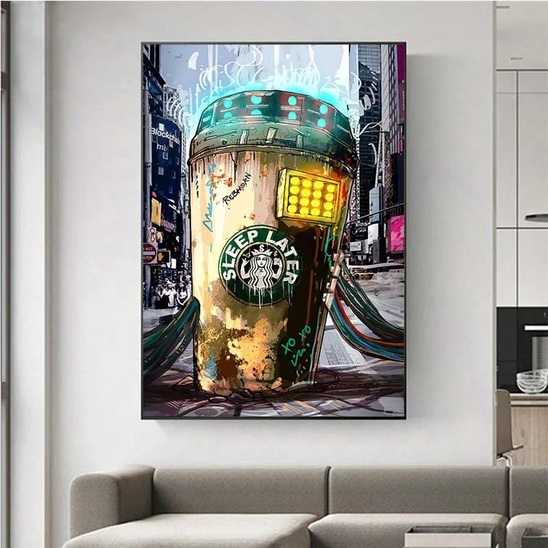 

Graffiti Money Dollar Tongue Oil Painting on Canvas Cartoon Wall Art Poster Prints Wall Pictures for Living Room Home Cuadros