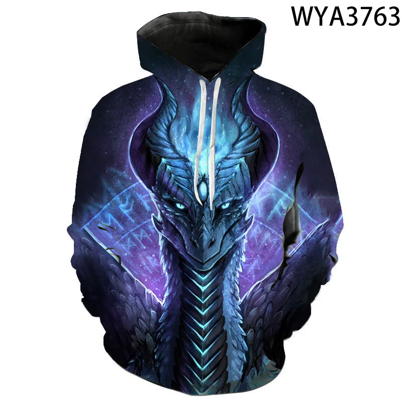 Толстовка с капюшоном для мужчин и женщин крутая кофта 3D-принтом дракона пуловер