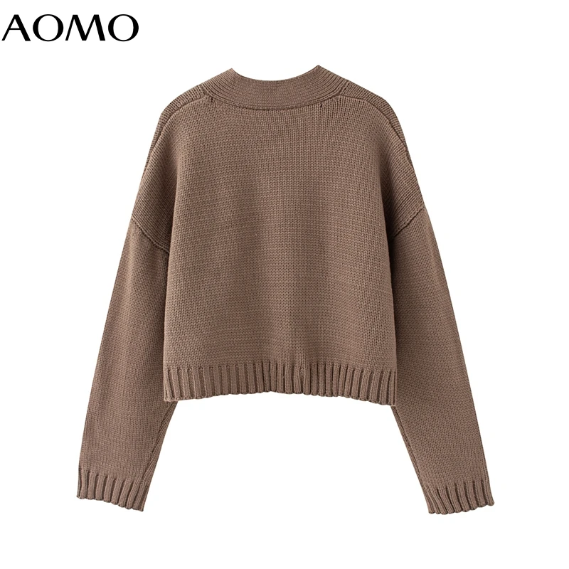 

AOMO 2020 autumn winter women solid cardigan vintage jumper lady fashion oversized knitted cardigan coat QJ169A