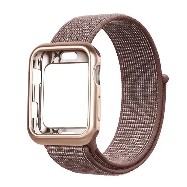 Smokey Mauve Чехол+ ремешок для часов apple watch 4 5 ремешок 44 мм/40 мм correa apple watch 38 мм iwatch ремешок 42 мм спортивный нейлоновый браслет ремешок для часов 3/2 - Цвет ремешка: Smokey Mauve